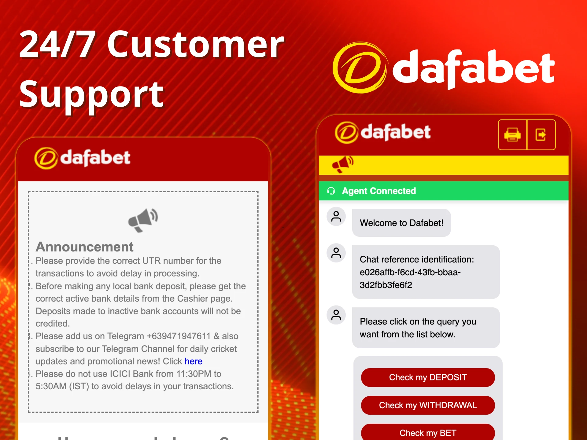 Get fast and friendly help anytime at Dafabet.