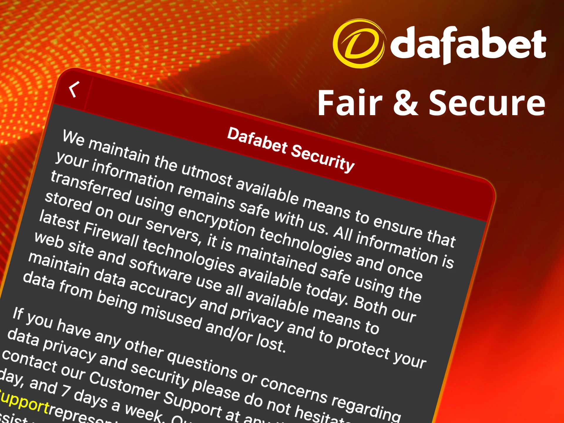 Play fair and safe games only at Dafabet.