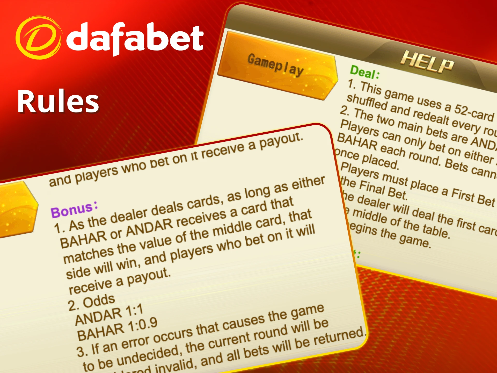 Master Andar Bahar rules at Dafabet.
