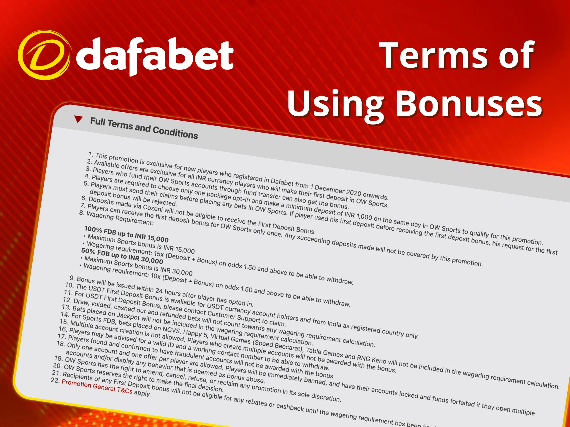Read bonus terms directly on Dafabet.