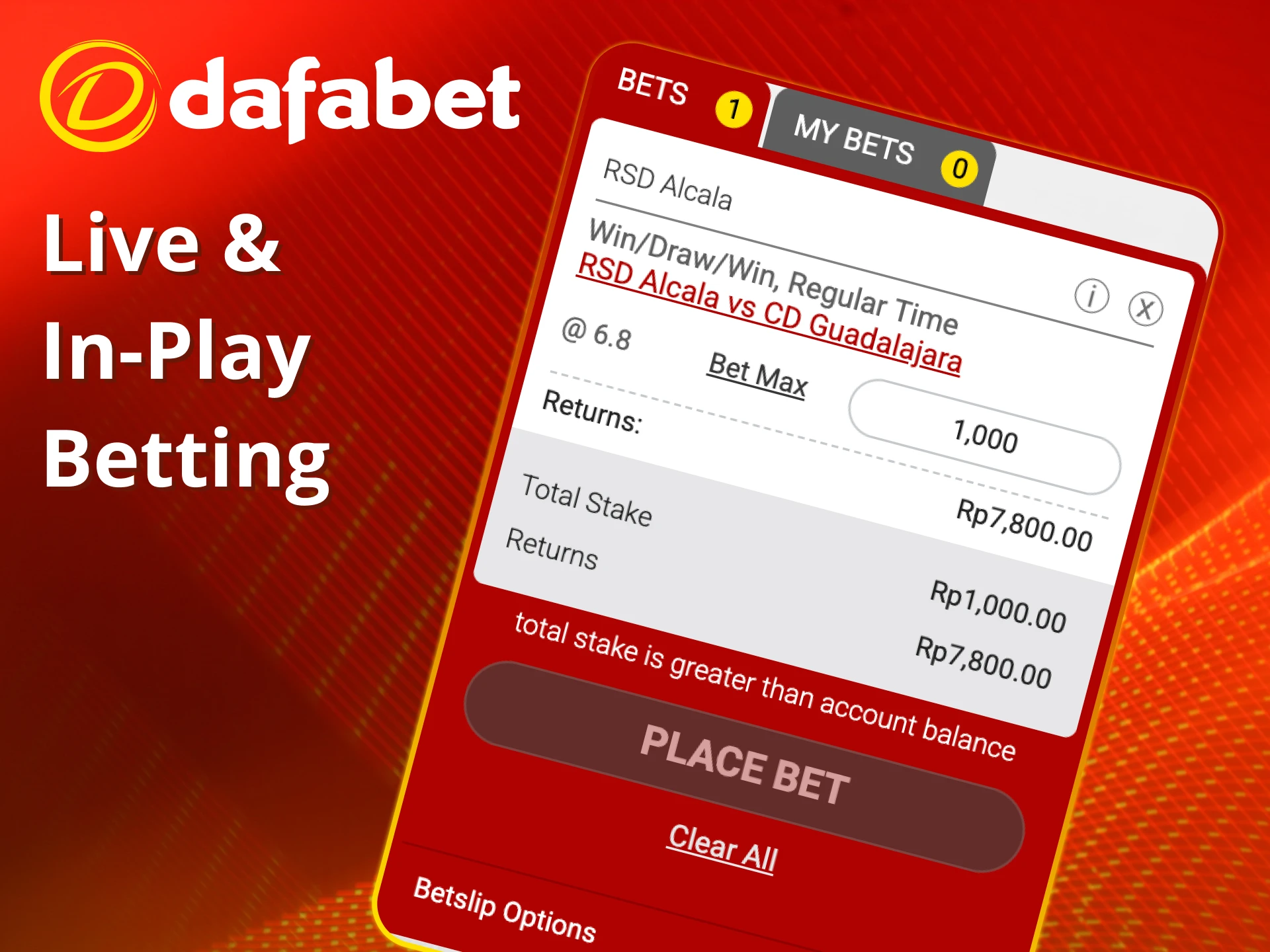 Bet live on football matches at Dafabet.