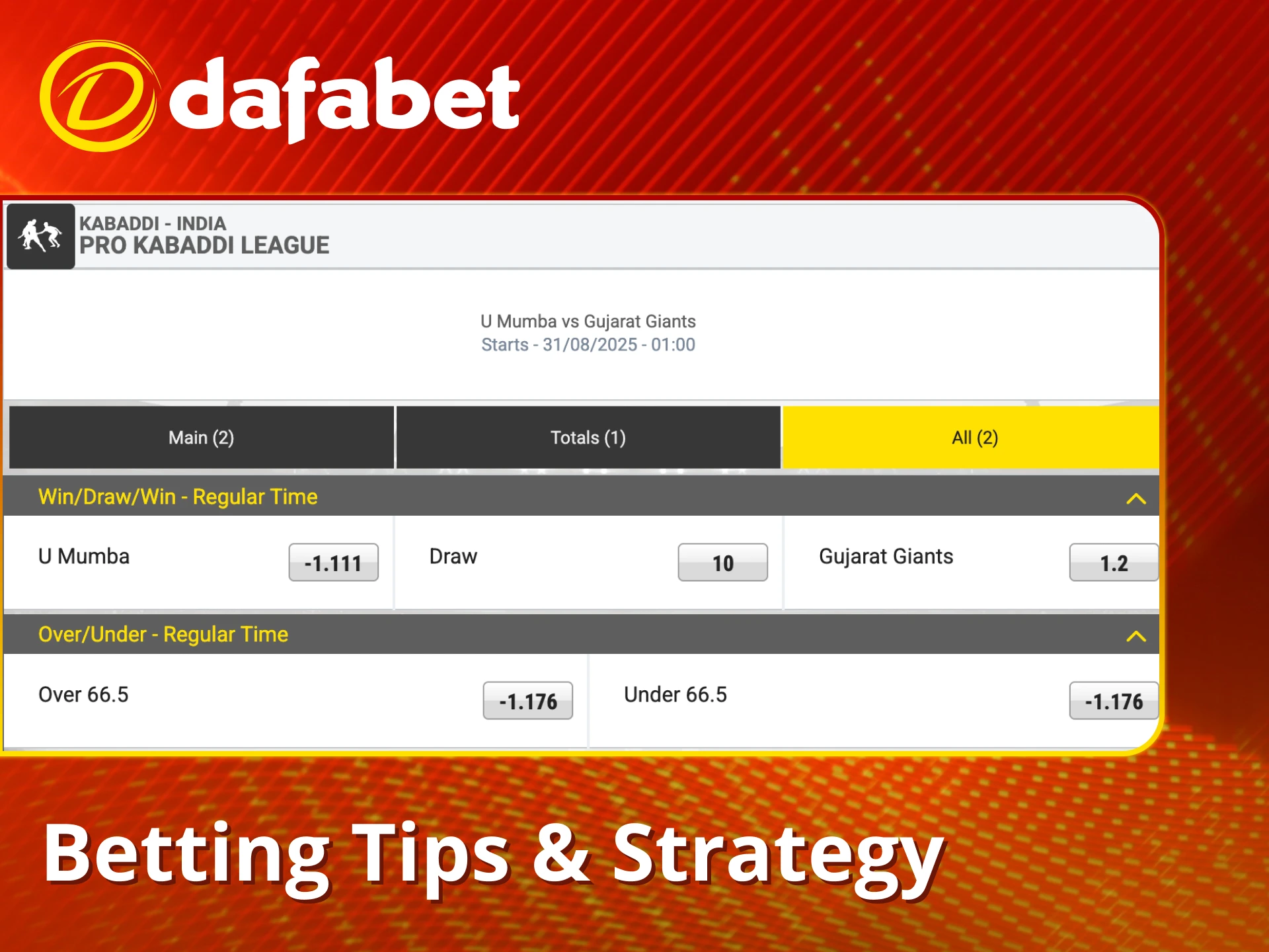 Learn kabaddi betting strategies at Dafabet.