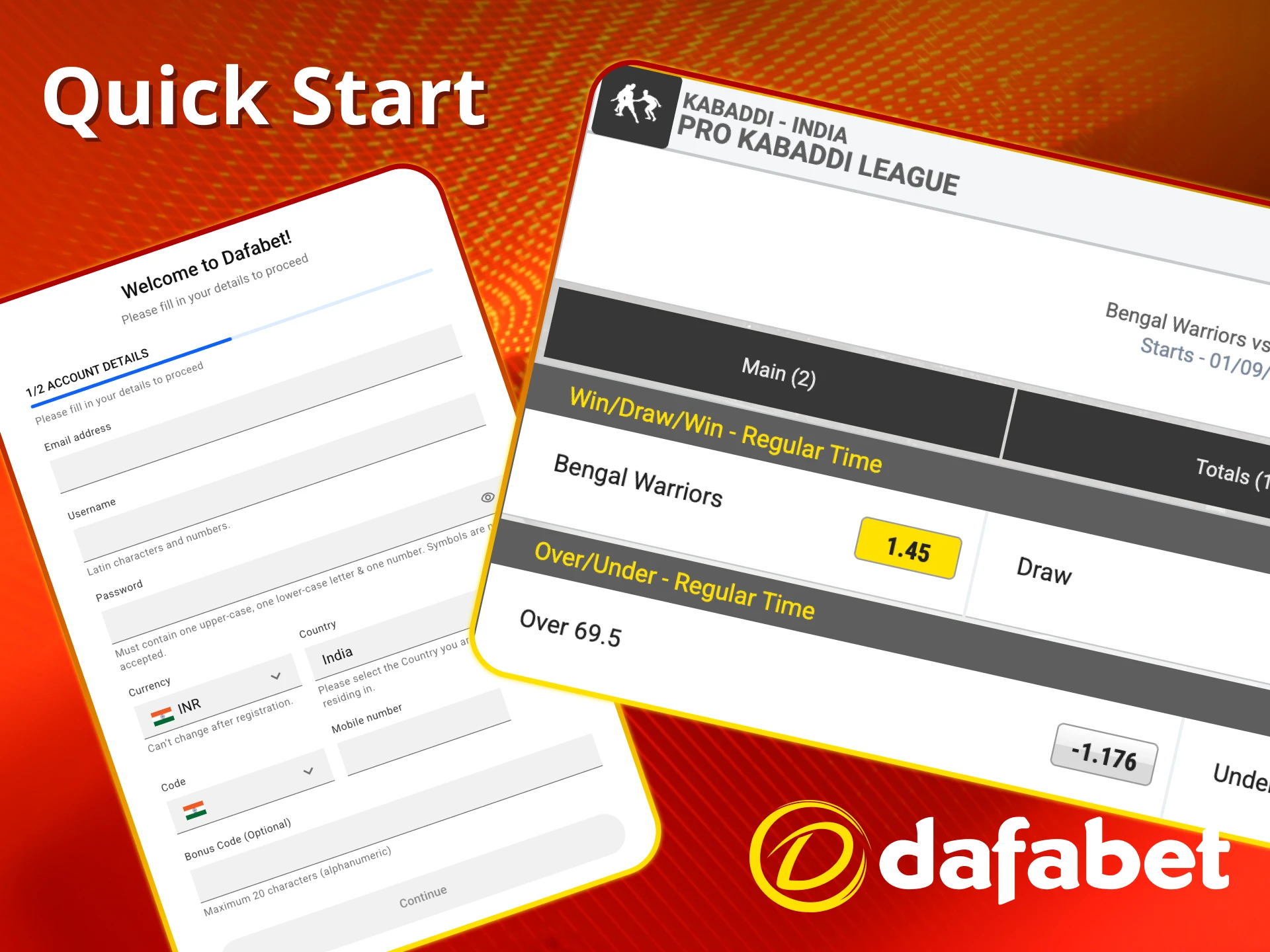 Quick start betting on kabaddi at Dafabet.