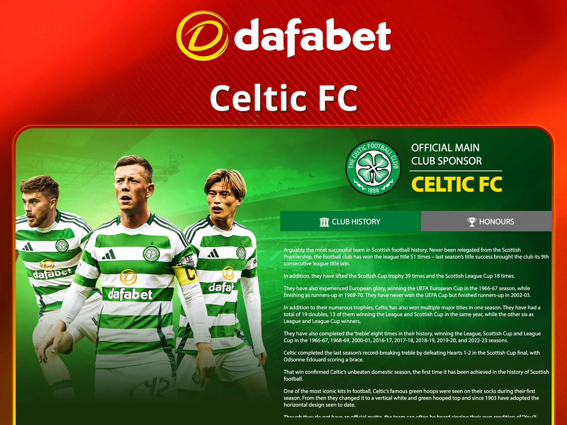 Support Celtic FC with Dafabet.