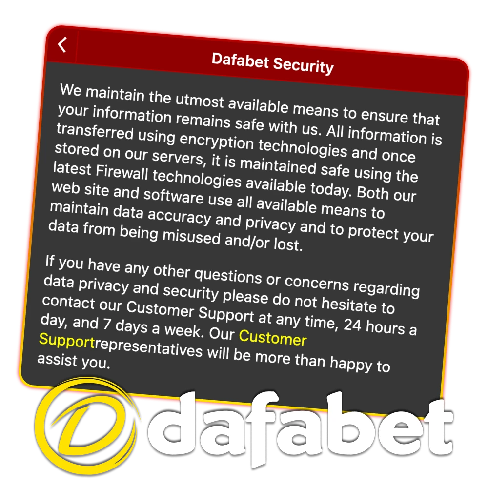Your privacy and data are protected at Dafabet.