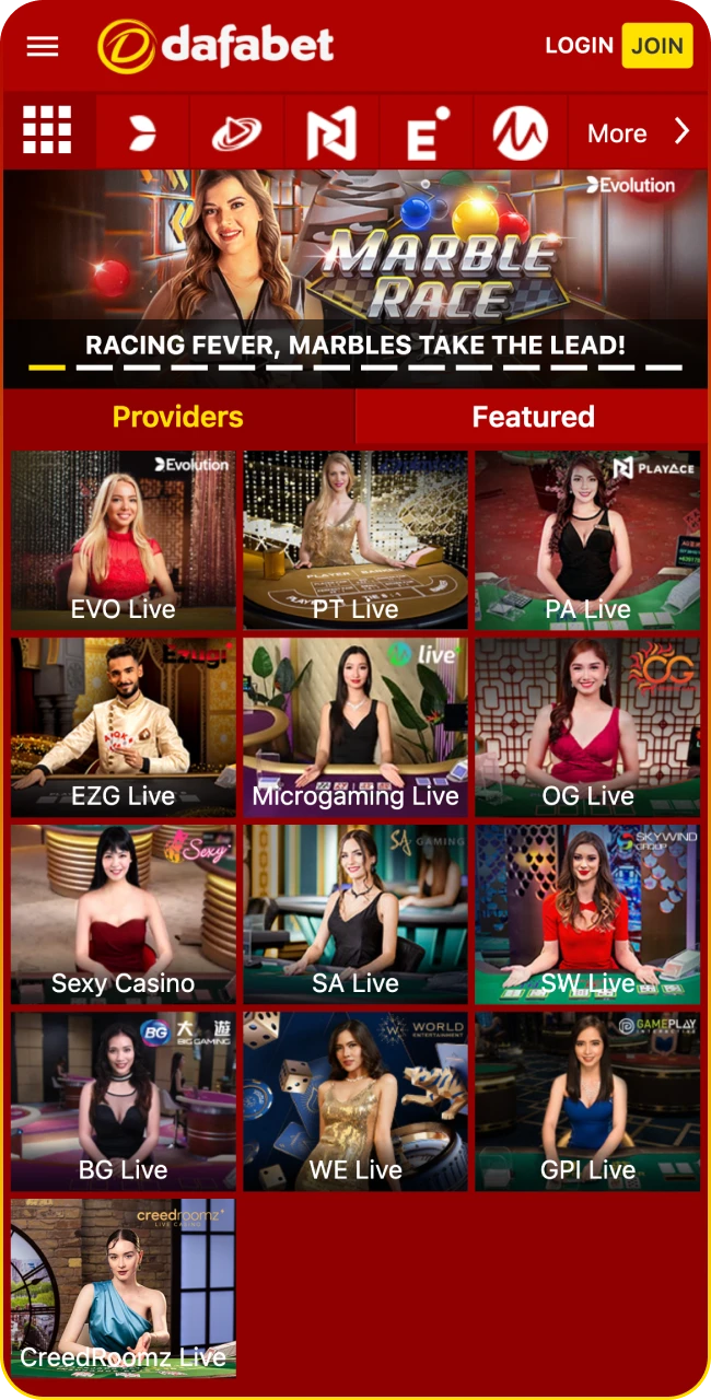 Live dealer excitement awaits at Dafabet.